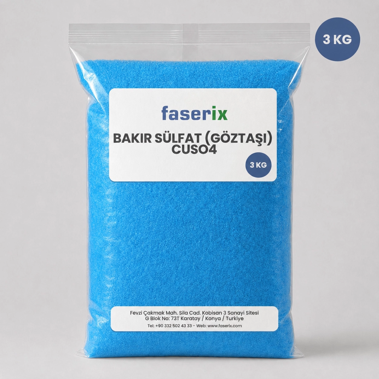 Bakır Sülfat (Göztaşı) CuSO4 - 3 Kg