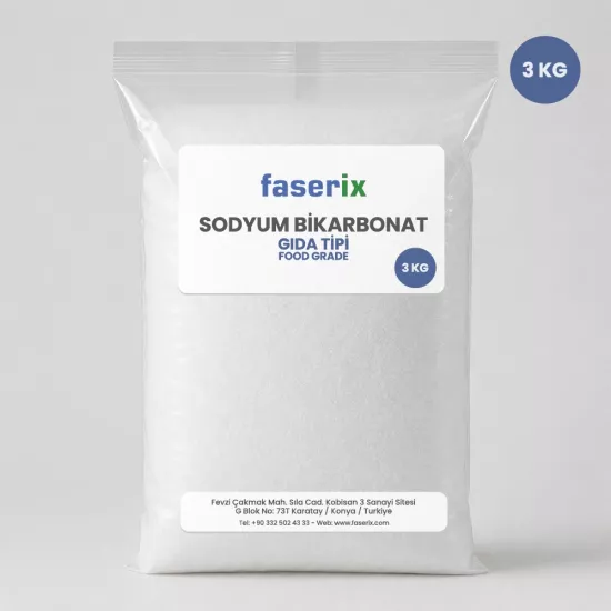 faserix Sodyum Bikarbonat (Şişecam) İngiliz Karbonatı Gıda Tipi 3 Kg